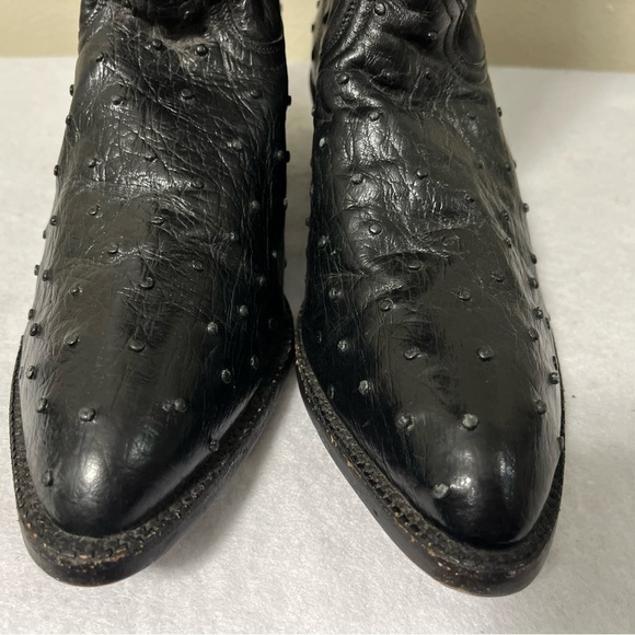 Durango Men\'s Black Full Quill Ostrich Saddle Almond Toe Exotic Cowboy 10 B main image 6